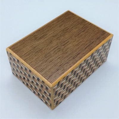 OKA CRAFT Puzzle Box Japanese Puzzle Box 4 sun 12 steps Natural Walnut Wood Kuzushi