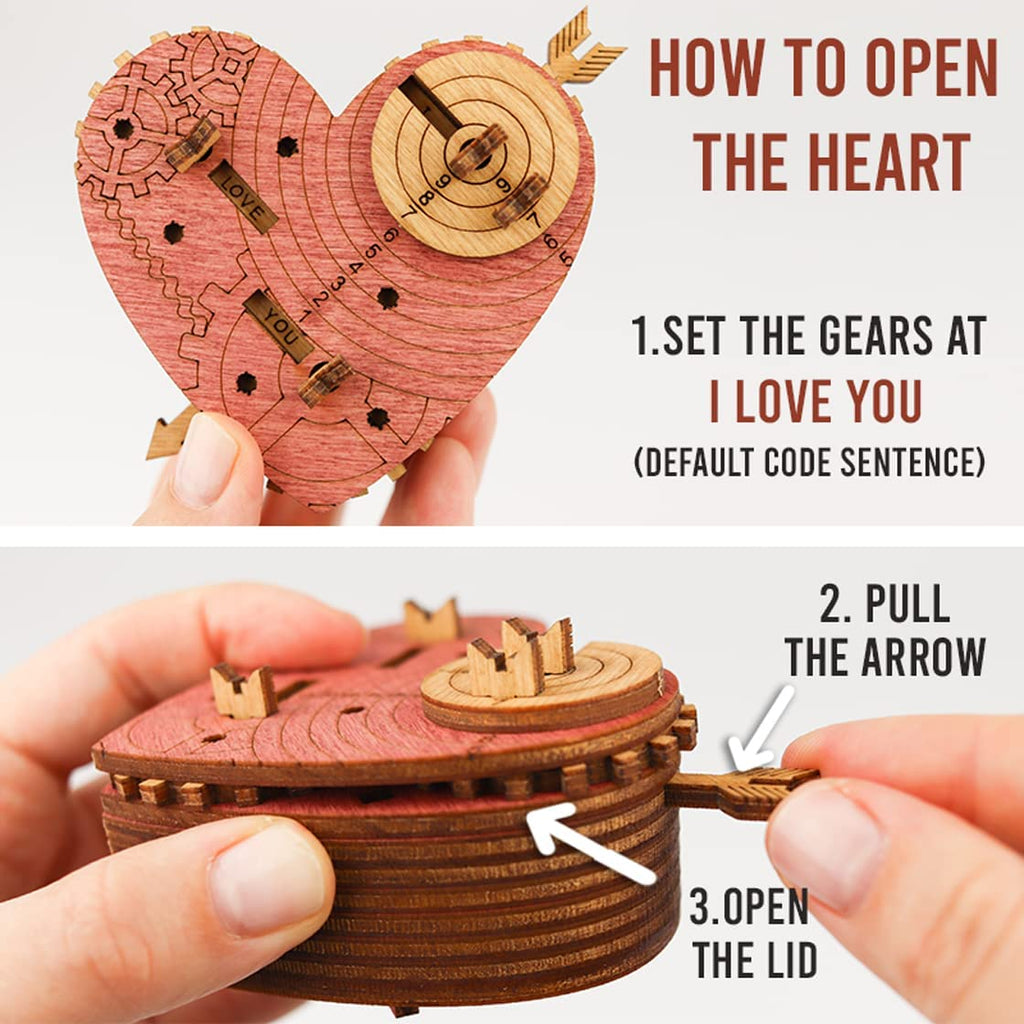 Idventure Wooden Puzzle Box Tin Woodman's Heart. Puzzle Box