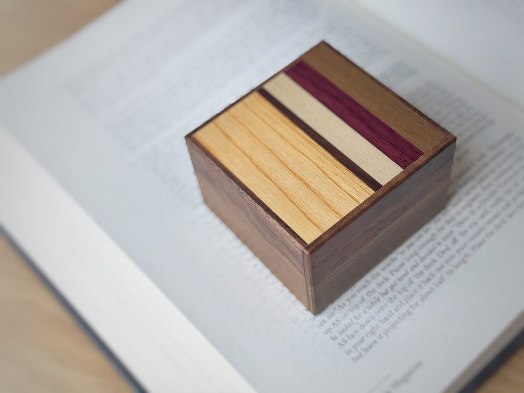 New2Play Japanese Handmade Puzzle Box - Square 14 Steps - Natural Wood