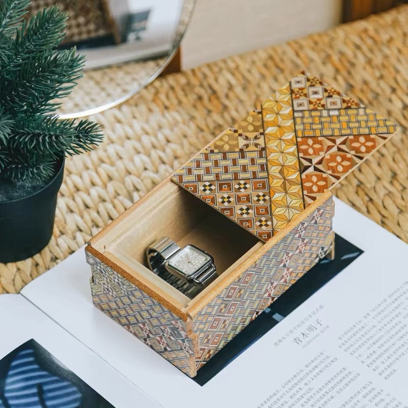 New2Play Japanese Secret Box Japanese Handmade Puzzle Box 3sun 12steps Yosegi / Kuzushi