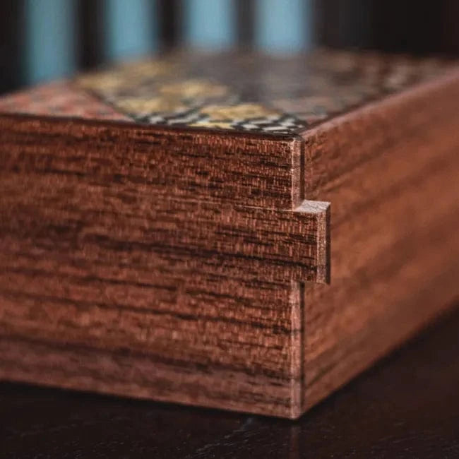 OKA CRAFT Japanese Puzzle Box Japanese Handmade Puzzle Box 3 Sun 12 Steps Yosegi/Walnut