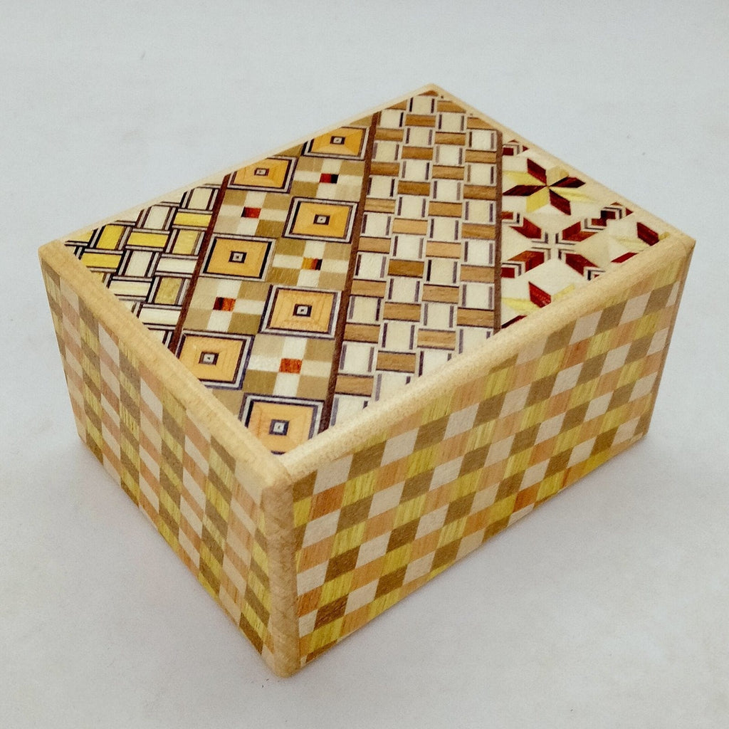 OKA CRAFT Japanese Secret Box Japanese Handmade Puzzle Box - 3 sun 18 steps - Yosegi/Ichmatsu