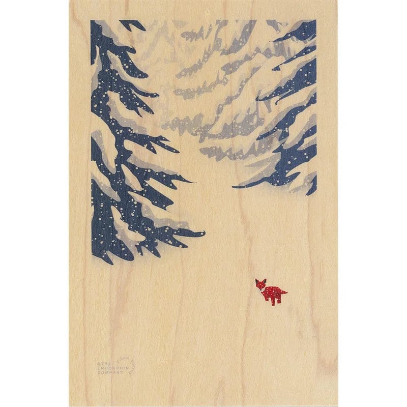 Woodhi Wooden Postcard Deer in the snow, Front Side