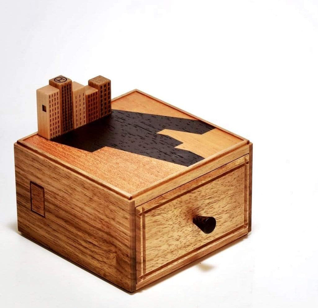 Karakuri Creation Japanese Puzzle Box Japanese Handcrafted Wooden Puzzle Box - Skyscrapers by Osamu Kasho