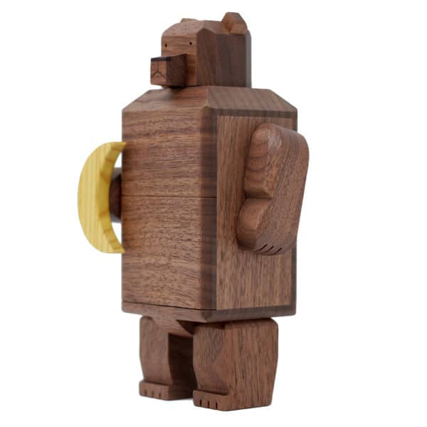 Karakuri Creation Puzzle Box Japanese Handcrafted Wooden Puzzle Box - Moon and Bear by Yoh Kakuda