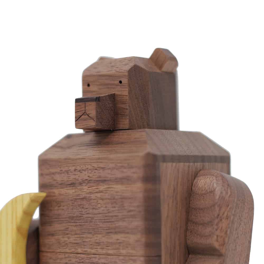Karakuri Creation Puzzle Box Japanese Handcrafted Wooden Puzzle Box - Moon and Bear by Yoh Kakuda