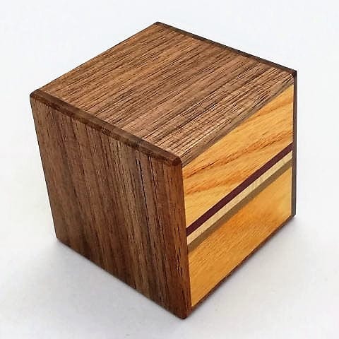 OKA CRAFT Puzzle Box Japanese Puzzle Box 2 Sun 4 Steps Cube With Hidden Drawer Natural Walnut Wood