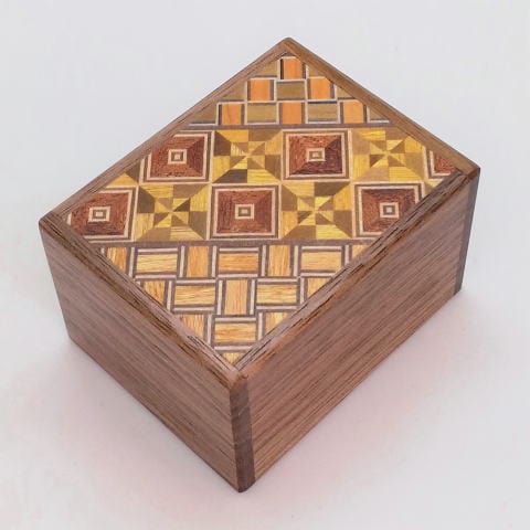 OKA CRAFT Puzzle Box Japanese Puzzle Box 2 Sun 7 Steps Natural Walnut Wood